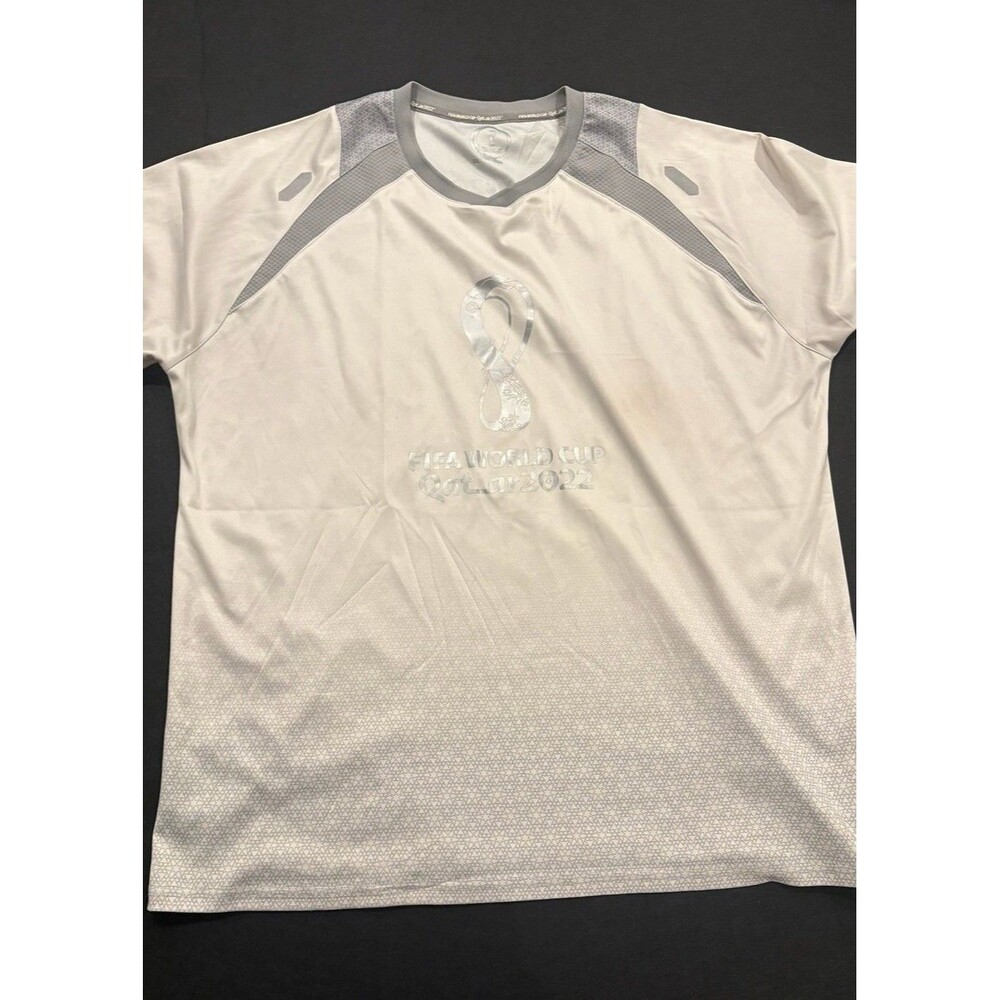 Official Fifa World Cup Qatar soccer jersey Mens Size 2Xl XXL White Grey Rare